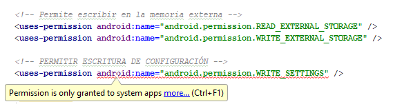 Permission is only granted to system app – Android